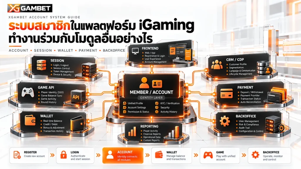 ระบบสมาชิกในแพลตฟอร์ม iGaming ทำงานร่วมกับโมดูลอื่นอย่างไร